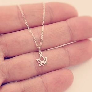 Sterling silver tiny lotus Necklace/yoga Necklace